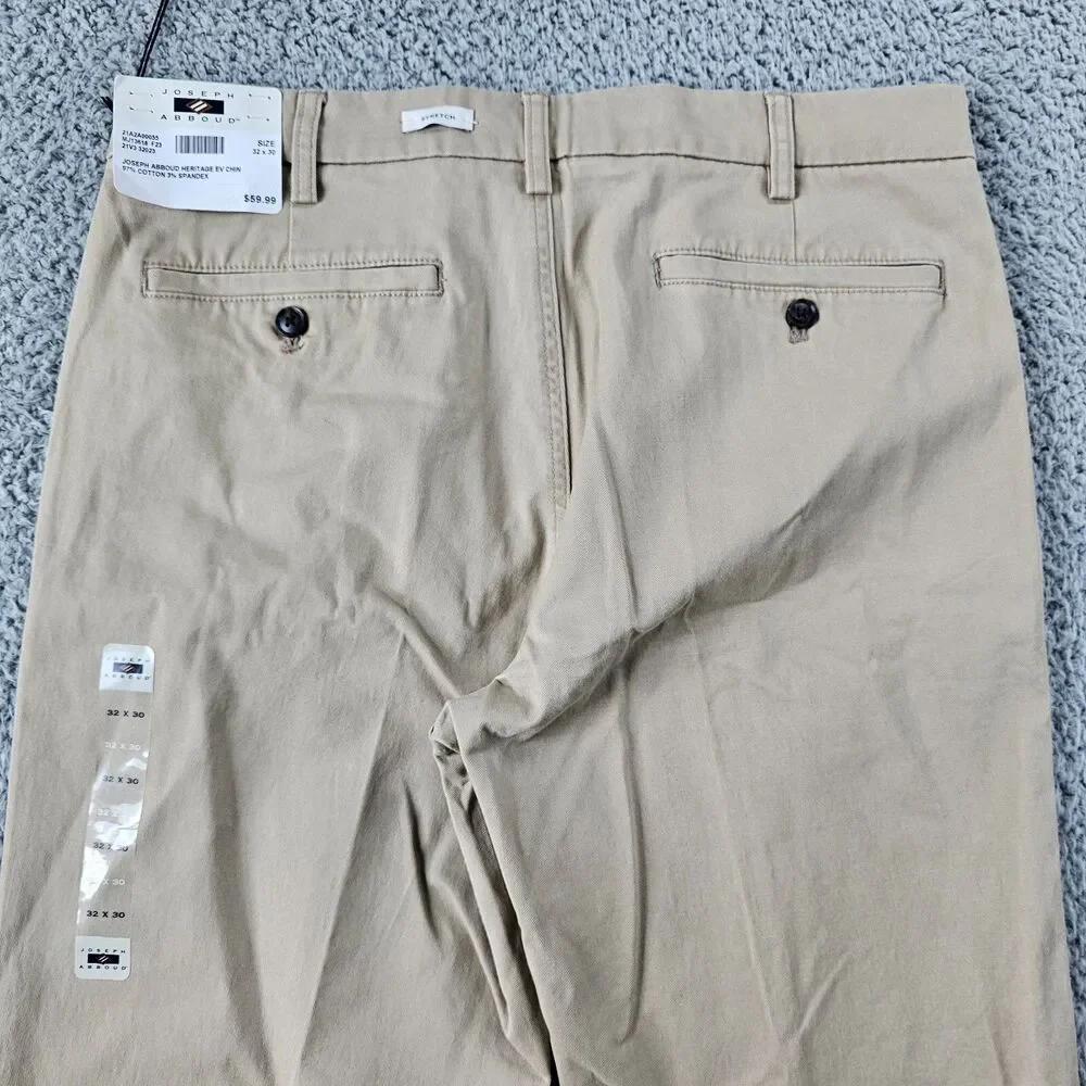 Joseph Abboud Pants 32x29 Khaki Beige Chino Comfort Stretch Preppy Casual NWT